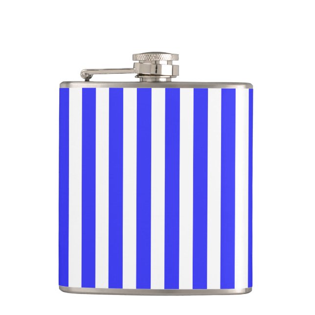 Royal blue and white candy stripes flask (Front)