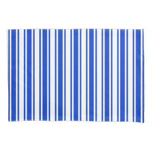 Royal blue and white candy stripes pillow case