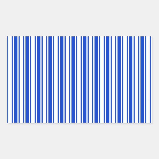 Royal blue and white candy stripes rectangular sticker (Front)