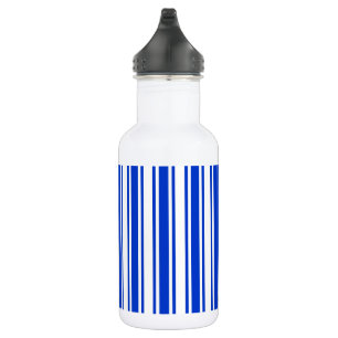 Royal blue and white candy stripes stainless steel water bottle