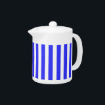 Royal blue and white candy stripes teapot<br><div class="desc">Royal blue and white candy stripes</div>