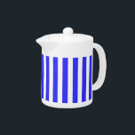 Royal blue and white candy stripes teapot<br><div class="desc">Royal blue and white candy stripes</div>