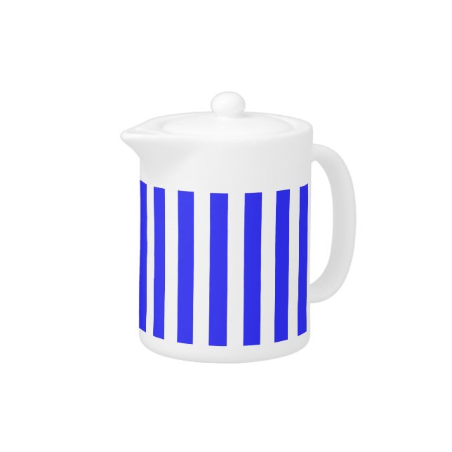Royal blue and white candy stripes teapot (Right)