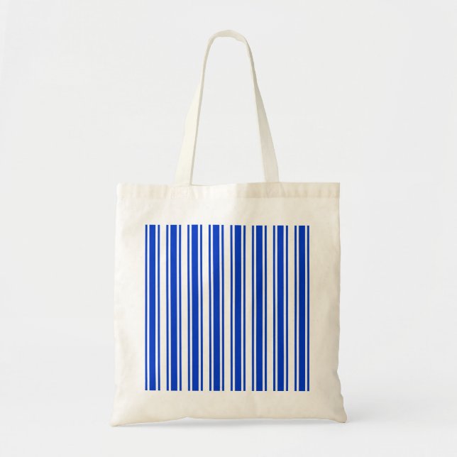 Royal blue and white candy stripes tote bag (Front)