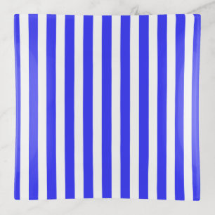 Royal blue and white candy stripes trinket tray