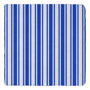 Royal blue and white candy stripes trivet