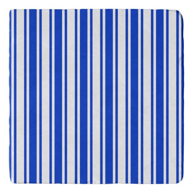 Royal blue and white candy stripes trivet (Front)