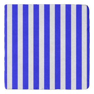 Royal blue and white candy stripes trivet
