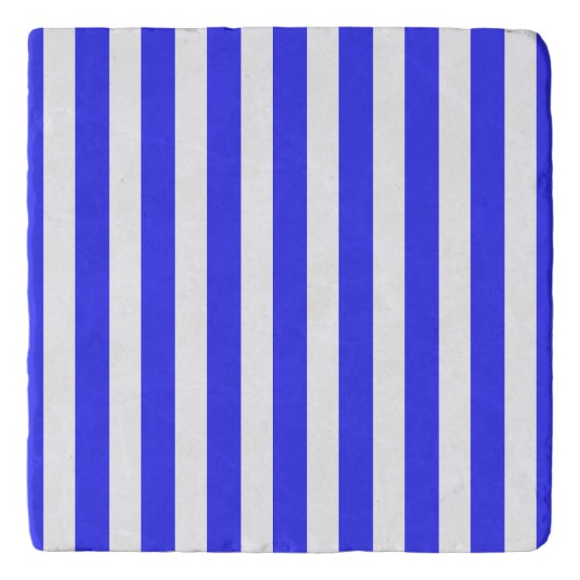 Royal blue and white candy stripes trivet (Front)