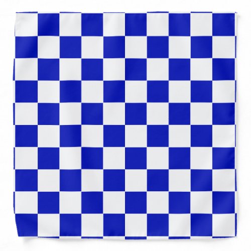 Royal Blue and White Checker Board Pattern Bandana
