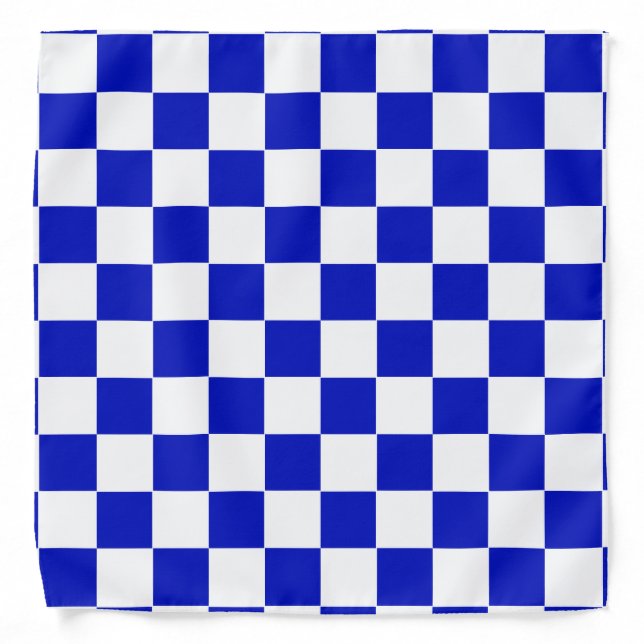 Royal Blue and White Checker Board Pattern Bandana (Front)