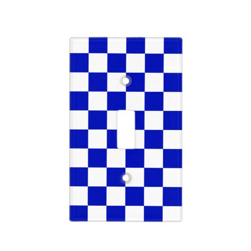 Royal Blue and White Checker Board Pattern Light Switch Cover