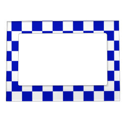 Royal Blue and White Checker Board Pattern Magnetic Photo Frame