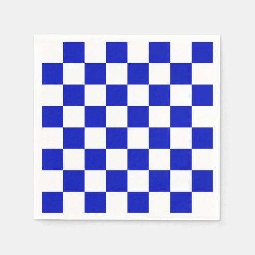 Royal Blue and White Checker Board Pattern Napkins