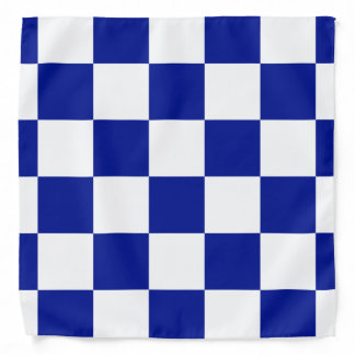 Royal Blue and White Checkered Pattern Bandana