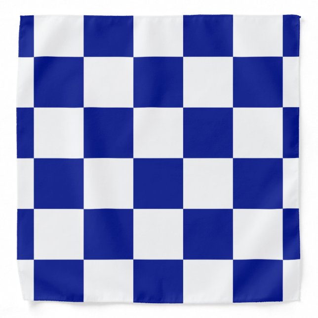 Royal Blue and White Checkered Pattern Bandana (Front)