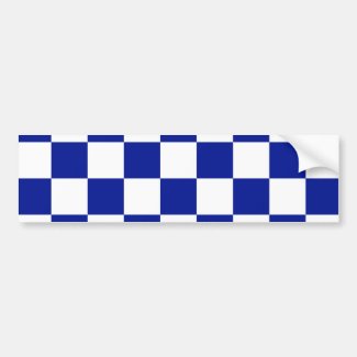 Royal Blue and White Checkered Pattern Bumper Sticker