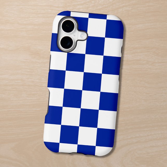 Royal Blue and White Checkered Pattern Case-Mate iPhone Case (Royal Blue and White Checkered Pattern Case-Mate iPhone Case in situ)
