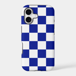 Royal Blue and White Checkered Pattern iPhone 17 Case