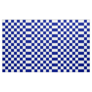 Royal Blue and White Checkered Pattern Fabric