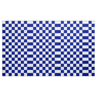 Royal Blue and White Checkered Pattern Fabric
