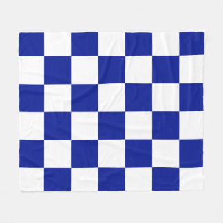 Royal Blue and White Checkered Pattern Fleece Blanket