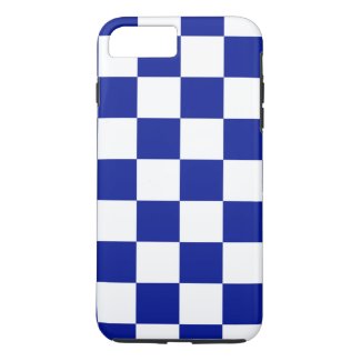 Royal Blue and White Checkered Pattern iPhone 8 Plus/7 Plus Case