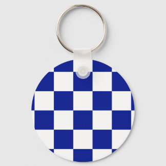 Royal Blue and White Checkered Pattern Keychain
