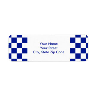 Royal Blue and White Checkered Pattern label