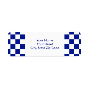 Royal Blue And White Checkered Pattern Label by RocklawnArts at Zazzle