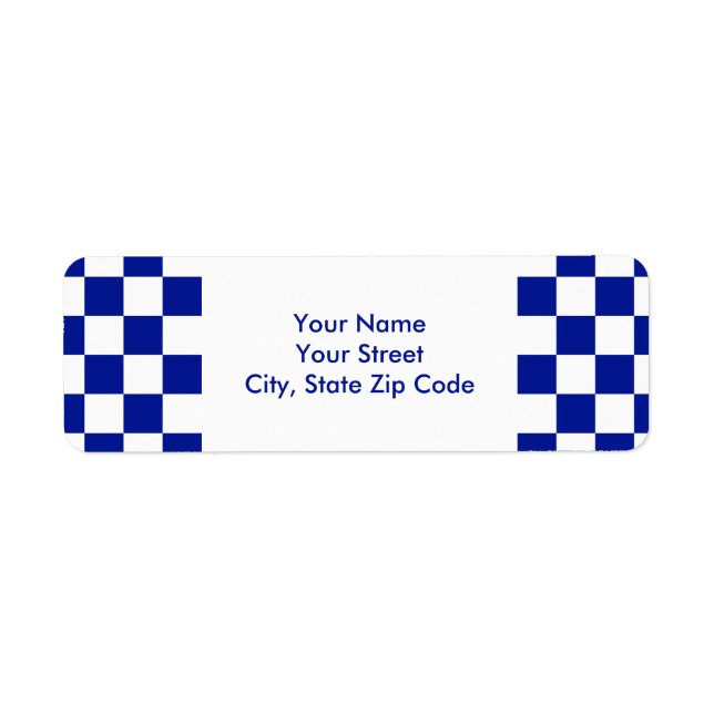 Royal Blue and White Checkered Pattern label (Front)