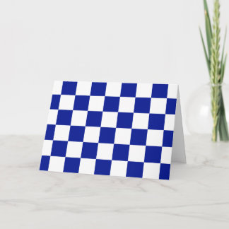 Royal Blue and White Checkered Pattern Letterpress Thank You Card