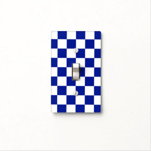 Royal Blue and White Checkered Pattern Light Switch Cover