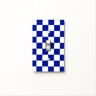 Royal Blue and White Checkered Pattern Light Switch Cover