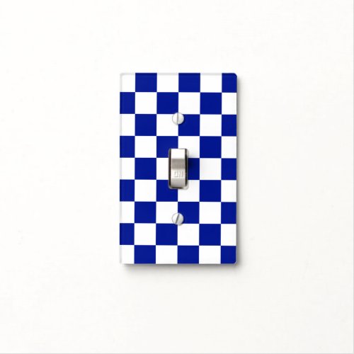 Royal Blue and White Checkered Pattern Light Switch Cover