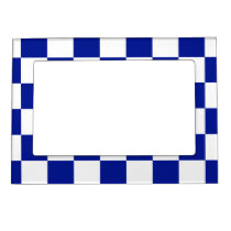 Royal Blue and White Checkered Pattern Magnetic Photo Frame