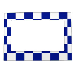 Royal Blue and White Checkered Pattern Magnetic Photo Frame