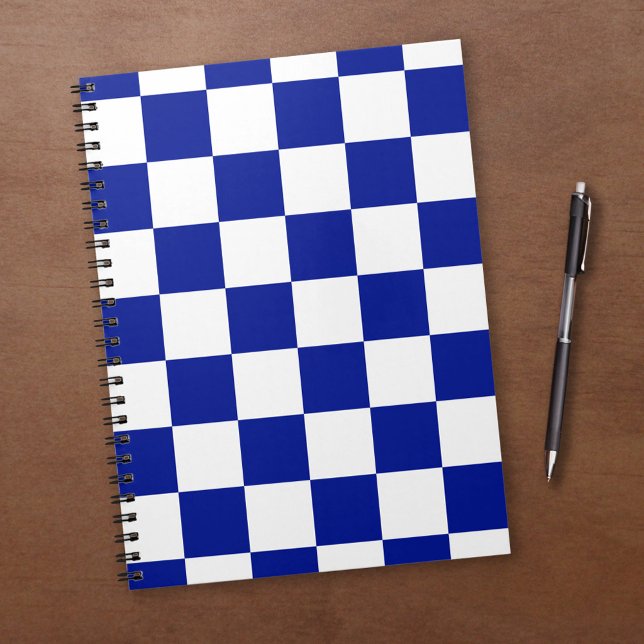 Royal Blue and White Checkered Pattern Notebook (Royal Blue and White Checkered Pattern Notebook, in situ)