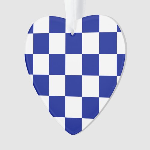 Royal Blue and White Checkered Pattern Ornament
