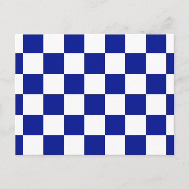 Royal Blue and White Checkered Pattern Postcard (Front)