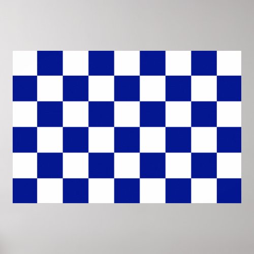 Royal Blue and White Checkered Pattern Poster