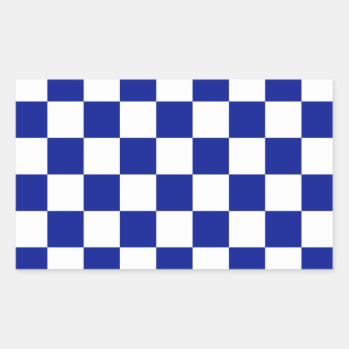 Royal Blue and White Checkered Pattern Rectangular Sticker