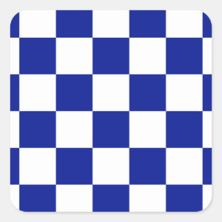 Royal Blue and White Checkered Pattern Square Sticker