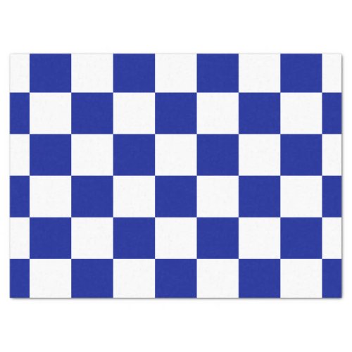 Royal Blue and White Checkered Pattern Tissue Paper