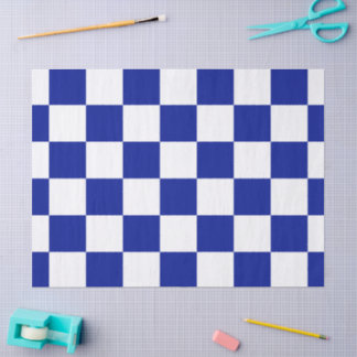 Royal Blue and White Checkered Pattern Tissue Paper