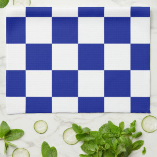 Royal Blue and White Checkered Pattern Towel