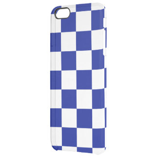 Royal Blue and White Checkered Pattern Clear iPhone 6 Plus Case