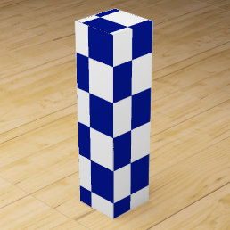 Royal Blue and White Checkered Pattern Wine Gift Box