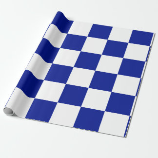 Royal Blue and White Checkered Pattern Wrapping Paper