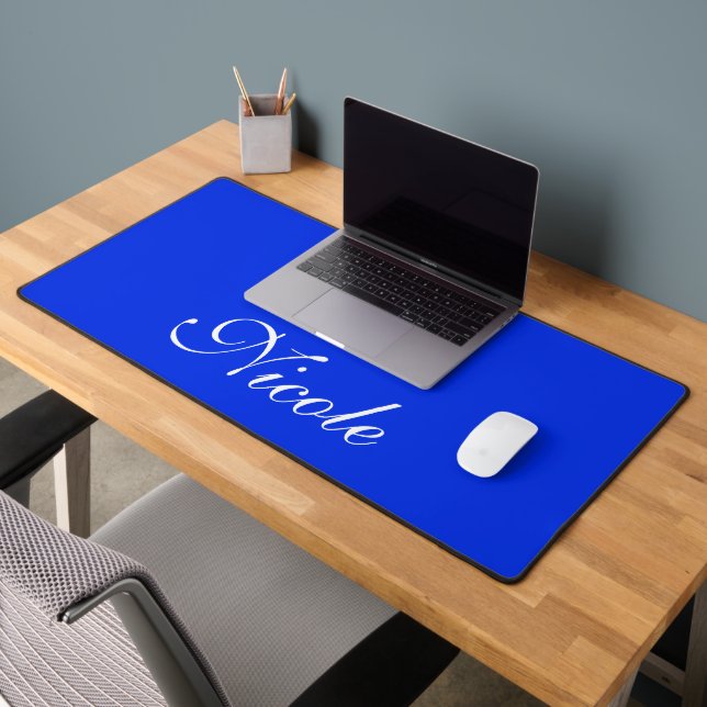 Royal Blue and White Customized Name Desk Mat (Office 2)